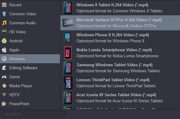 Rip Blu-ray to Surface Pro 4 supported format