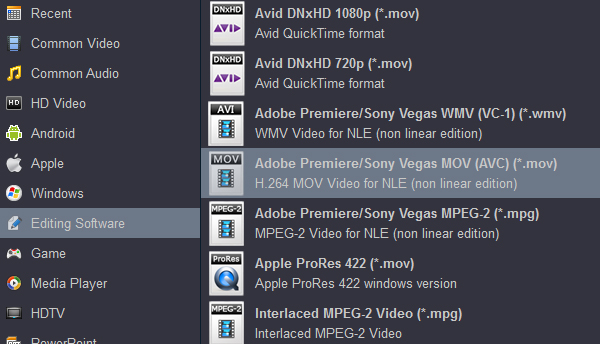 Convert H.265/HEVC to H.264 video for Premiere Pro, Sony Vegas Pro and Premiere Elements