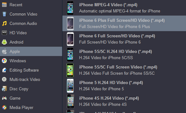 Convert 4K video to iPhone 6s supported formats