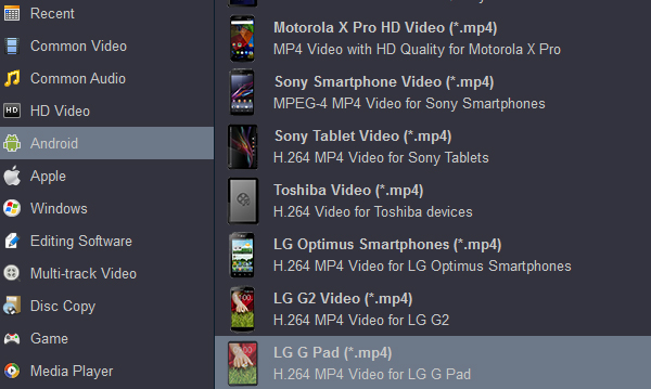 Rip Blu-ray to LG G Pad X 10.1 foramt